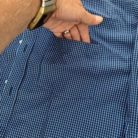 Eddie Bauer blue & white check dress shirt M XL - Picture 2 of 7